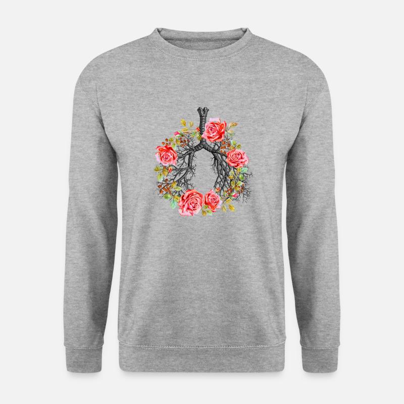 ANATOMISCHE KUNST FLORAL BRONCHES - Unisex Pullover - Weißgrau meliert