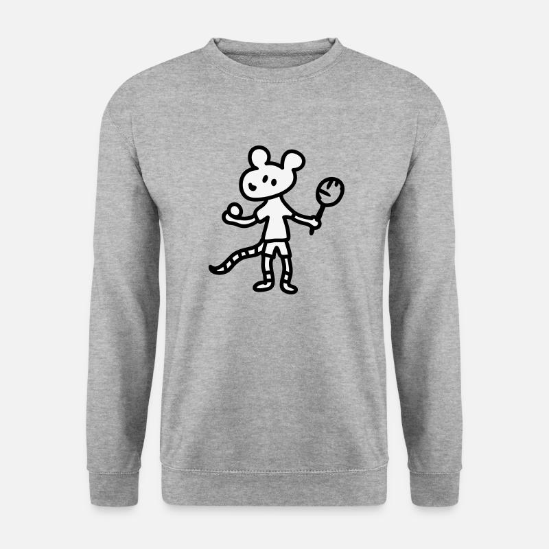 Tennismaus spielt Tennis - Tennisschläger - Unisex Pullover - Weißgrau meliert