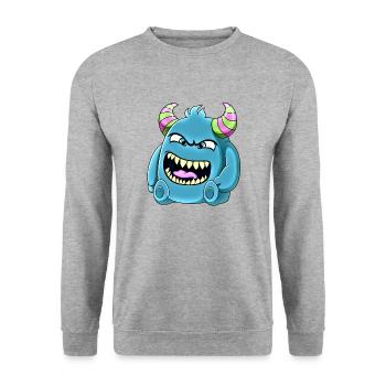 Petit monstre mignon drôle n°39 - Sweat-shirt Unisexe - gris chiné - Devant - Alina (178cm) & Michal (187cm)