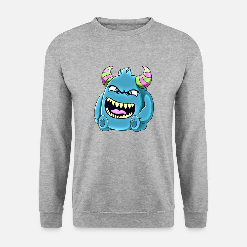 Kleines süßes witziges Monster Nr.39 - Unisex Pullover - Weißgrau meliert