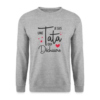 Je Suis Une Tata Qui Déchire Cadeau Tante - Sweat-shirt Unisexe - gris chiné - Devant - Alina (178cm) & Michal (187cm)