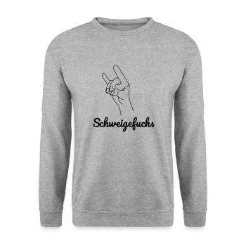 Schweigefuchs Lehrer lustig - Unisex Pullover - Weißgrau meliert - Vorne - Alina (178cm) & Michal (187cm)