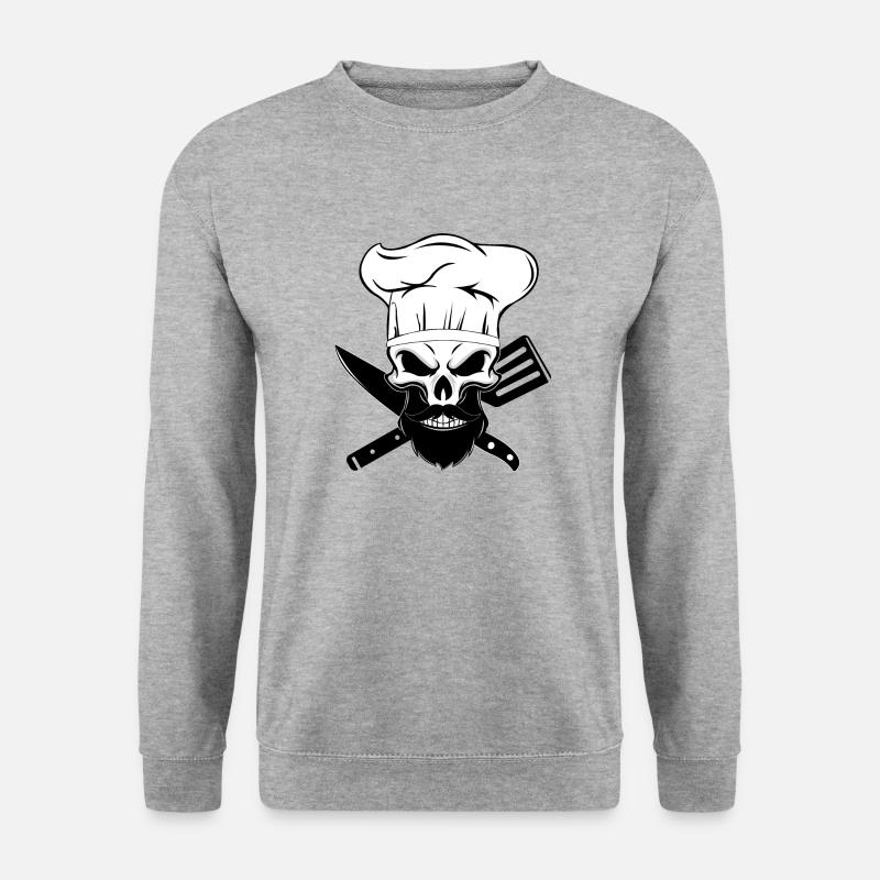 cook bearded skeleton bake bearded human chef - Unisex Sweatshirt - salt & pepper
