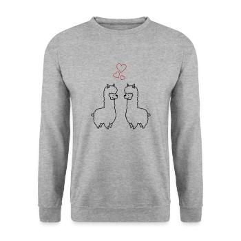 Amour de l’alpaga - Sweat-shirt Unisexe - gris chiné - Devant - Alina (178cm) & Michal (187cm)