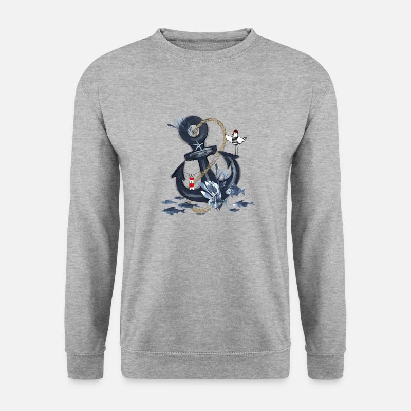 Anker - Unisex Pullover - Weißgrau meliert