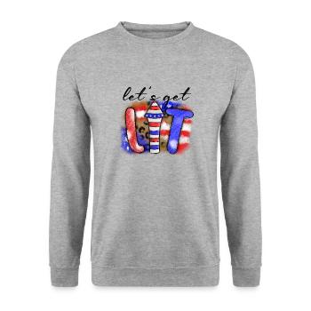 Let's Get Lit - Unisex Sweatshirt - salt & pepper - Front - Alina (178cm) & Michal (187cm)