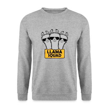 Llama Squad Team Design - Unisex Sweatshirt - salt & pepper - Front - Alina (178cm) & Michal (187cm)