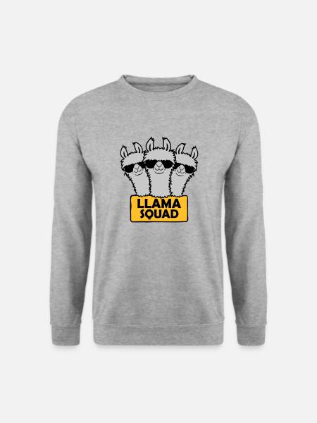 Conception de l’équipe Llama Squad - Sweat-shirt Unisexe - gris chiné
