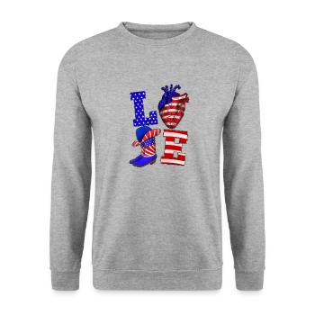 Love America - Unisex Sweatshirt - salt & pepper - Front - Alina (178cm) & Michal (187cm)