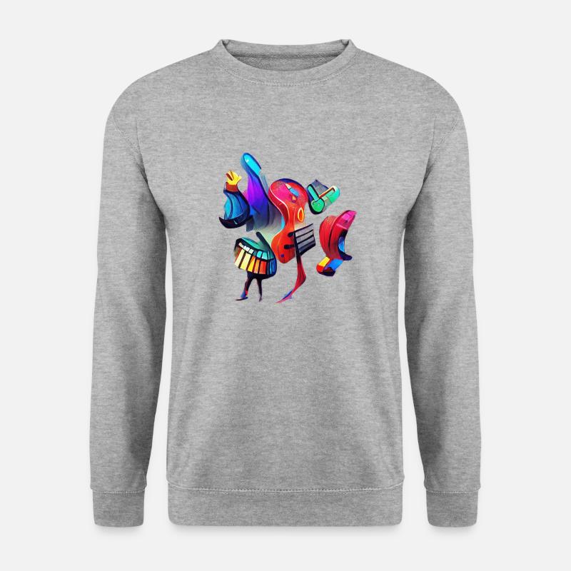 Abstrakte Musikinstrumente - Unisex Pullover - Weißgrau meliert