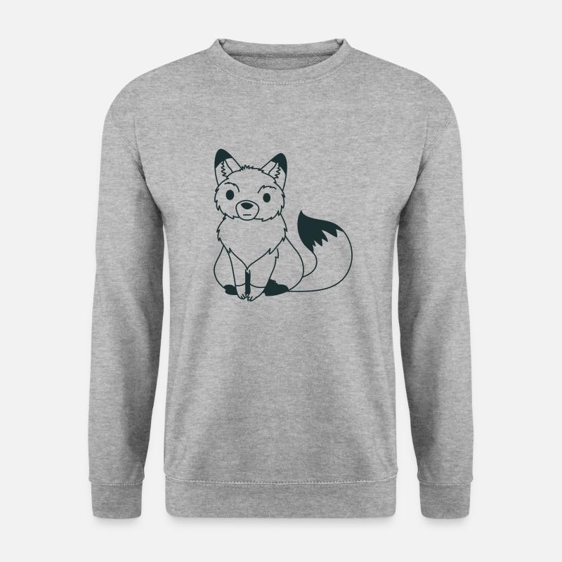 Sitting Fox Umriss - Unisex Pullover - Weißgrau meliert