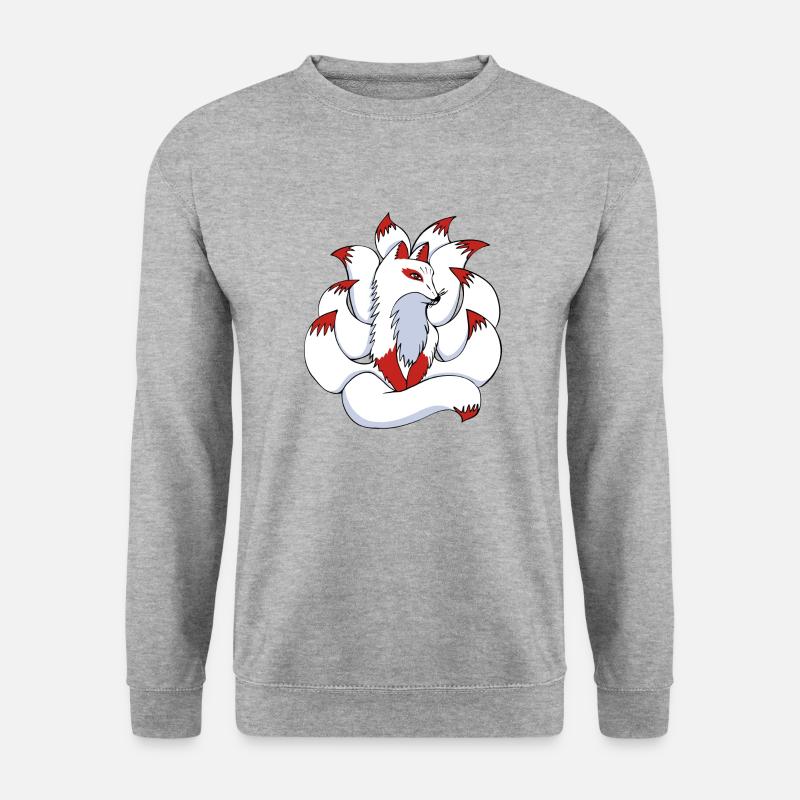 Neunschwänziger Fuchs Japanisch Otaku - Unisex Pullover - Weißgrau meliert