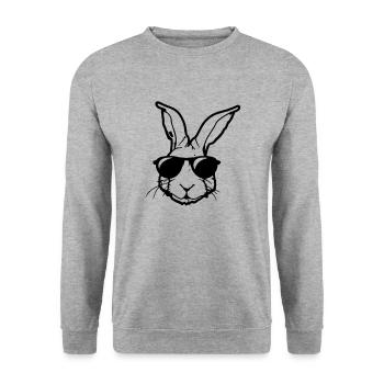 Rabbit with sunglasses Rabbit's head Gift idea - Unisex Sweatshirt - salt & pepper - Front - Alina (178cm) & Michal (187cm)