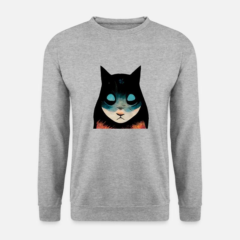 Katzenkopf - Unisex Pullover - Weißgrau meliert