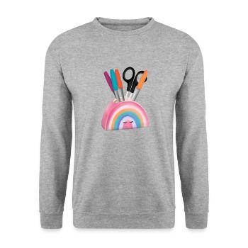 Rainbow Pencil Box - Unisex Sweatshirt - salt & pepper - Front - Alina (178cm) & Michal (187cm)