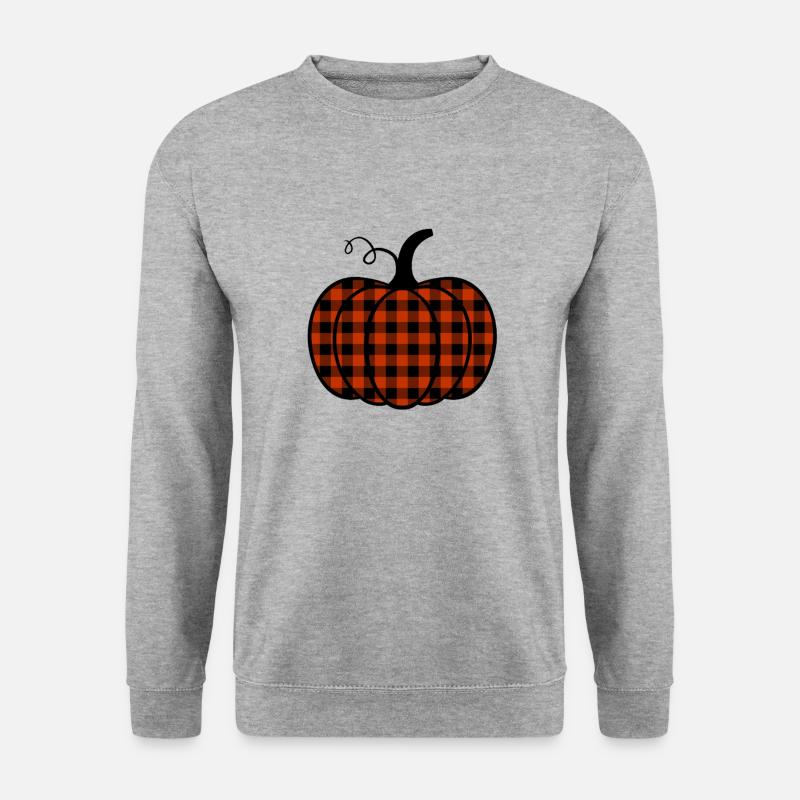 Büffelkarierter Kürbis - Unisex Pullover - Weißgrau meliert
