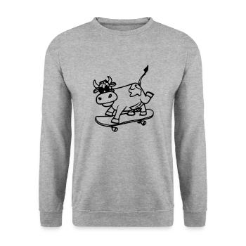 Cow Skateboard Drôle d’idée cadeau - Sweat-shirt Unisexe - gris chiné - Devant - Alina (178cm) & Michal (187cm)