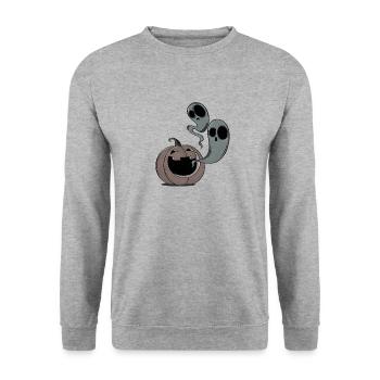 Cursed pumpkin - Unisex Sweatshirt - salt & pepper - Front - Alina (178cm) & Michal (187cm)