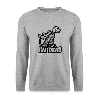 in dog years Dead - Unisex Sweatshirt - salt & pepper - Front - Alina (178cm) & Michal (187cm)