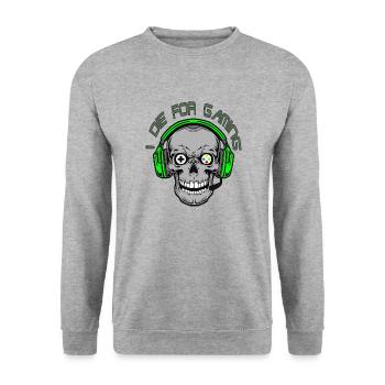 Gamer Skull - Unisex Sweatshirt - salt & pepper - Front - Alina (178cm) & Michal (187cm)