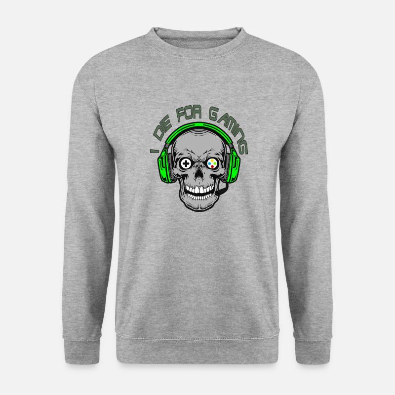 Gamer Skull - Unisex Pullover - Weißgrau meliert