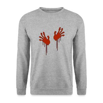 blutige Hände - Unisex Pullover - Weißgrau meliert - Vorne - Alina (178cm) & Michal (187cm)