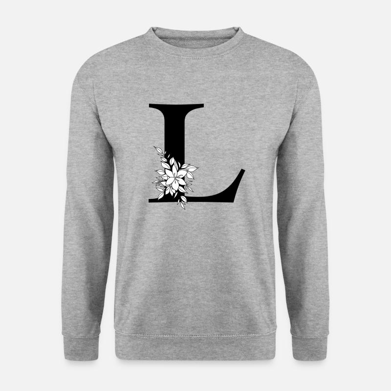 Buchstabe L - Unisex Pullover - Weißgrau meliert