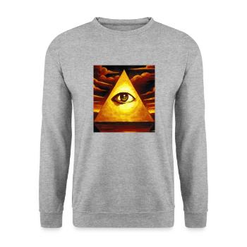 All Seeing Eye - Unisex Sweatshirt - salt & pepper - Front - Alina (178cm) & Michal (187cm)