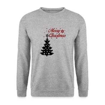 Merry Christmas - Unisex Pullover - Weißgrau meliert - Vorne - Alina (178cm) & Michal (187cm)