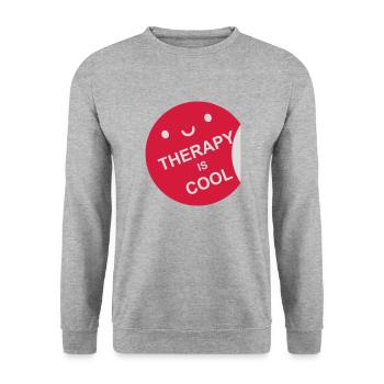 therapy is cool Quote - Unisex Sweatshirt - salt & pepper - Front - Alina (178cm) & Michal (187cm)