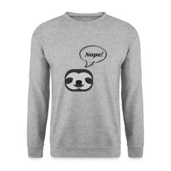Nope! Funny Sloth Design for Naysayers - Unisex Sweatshirt - salt & pepper - Front - Alina (178cm) & Michal (187cm)