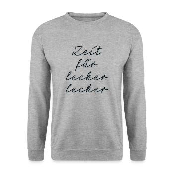 Lecker, Mahlzeit, Drink, Kakao, Kaffee, Saufen - Unisex Pullover - Weißgrau meliert - Vorne - Alina (178cm) & Michal (187cm)