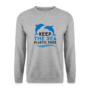 Pollution marine - Sweat-shirt Unisexe - gris chiné - Devant - Alina (178cm) & Michal (187cm)
