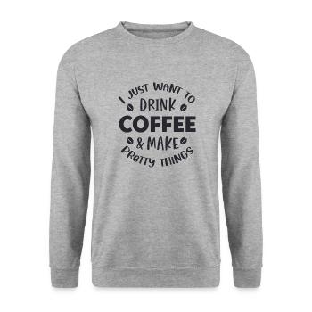 I just want to drink - Unisex Sweatshirt - salt & pepper - Front - Alina (178cm) & Michal (187cm)