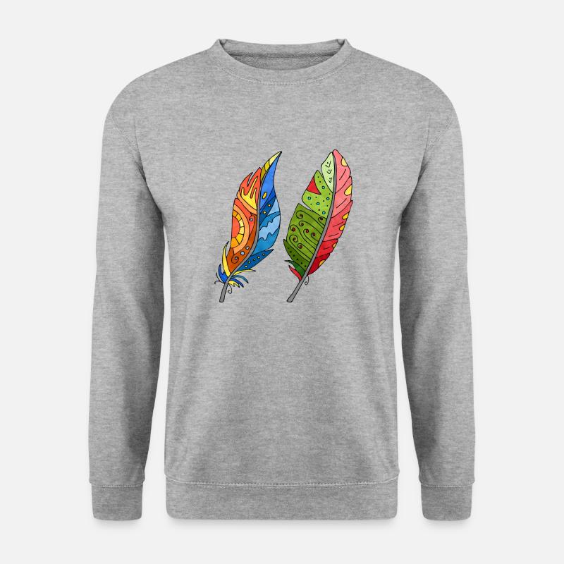 Feder - Unisex Pullover - Weißgrau meliert