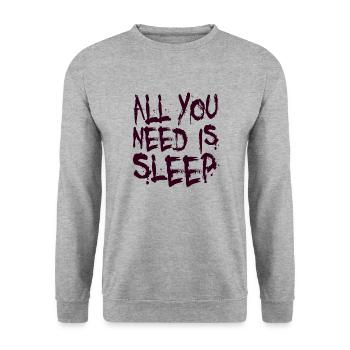 All you need is Sleep - Unisex Pullover - Weißgrau meliert - Vorne - Alina (178cm) & Michal (187cm)