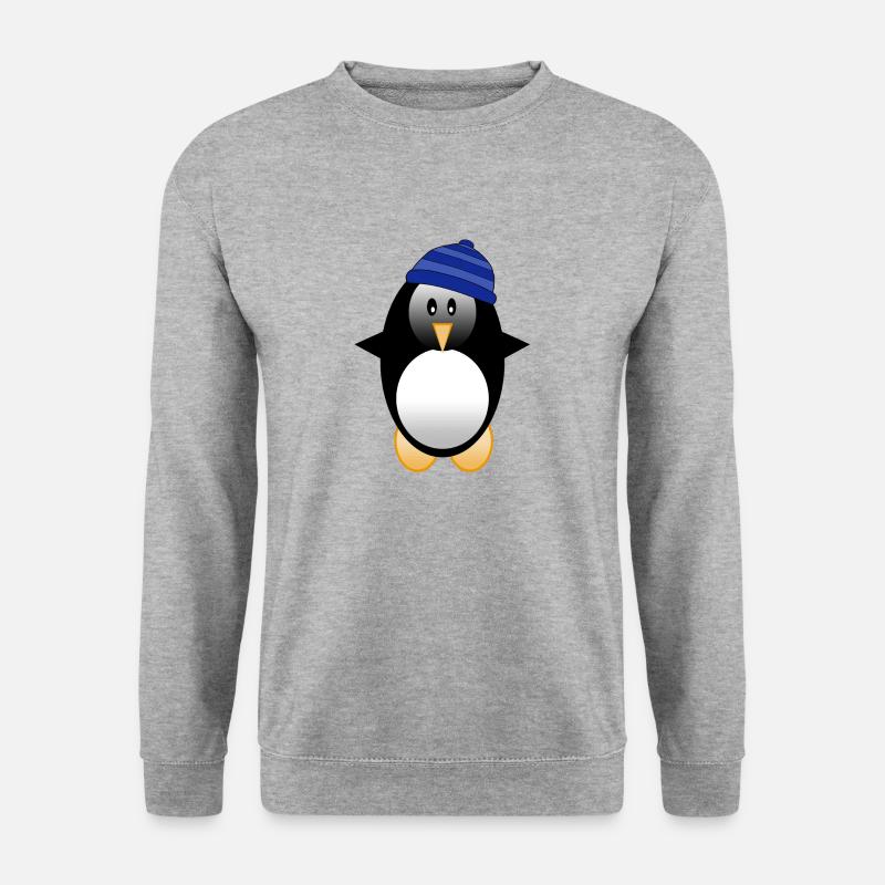 Pinguin mit Mütze - Unisex Pullover - Weißgrau meliert