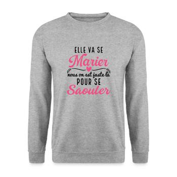 EVJF Alcool Enterrement de vie de Jeune Fille - Sweat-shirt Unisexe - gris chiné - Devant - Alina (178cm) & Michal (187cm)