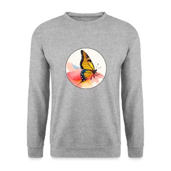 Butterflies pattern - Sweat-shirt Unisexe - gris chiné - Devant - Alina (178cm) & Michal (187cm)