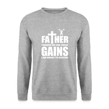 Gewinnt Fitness-Studio-Zitat - Unisex Pullover - Weißgrau meliert - Vorne - Alina (178cm) & Michal (187cm)