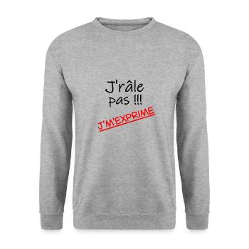 J'râle pas j'm'exprime - Sweat-shirt Unisexe - gris chiné - Devant - Alina (178cm) & Michal (187cm)
