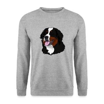 Berner Sennenhund Kopf - Unisex Pullover - Weißgrau meliert - Vorne - Alina (178cm) & Michal (187cm)