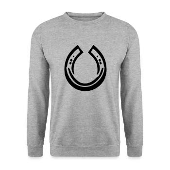 Hufeisen Vektor Geschenkidee - Unisex Pullover - Weißgrau meliert - Vorne - Alina (178cm) & Michal (187cm)