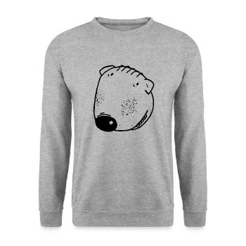 Hund - Unisex Pullover - Weißgrau meliert - Vorne - Alina (178cm) & Michal (187cm)