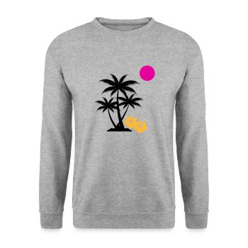 palme sunset - Unisex Pullover - Weißgrau meliert - Vorne - Alina (178cm) & Michal (187cm)