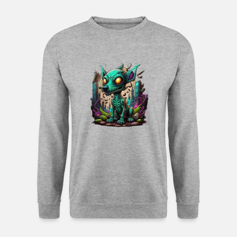 Alien Dog - Unisex Pullover - Weißgrau meliert