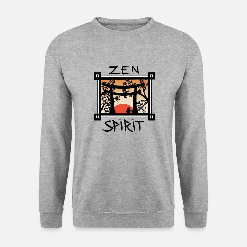 Zen-Geist Japan - Unisex Pullover - Weißgrau meliert