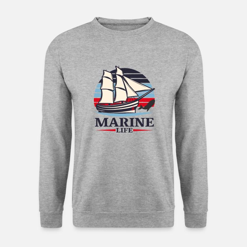 sailing, boat, marine, see - Unisex Pullover - Weißgrau meliert