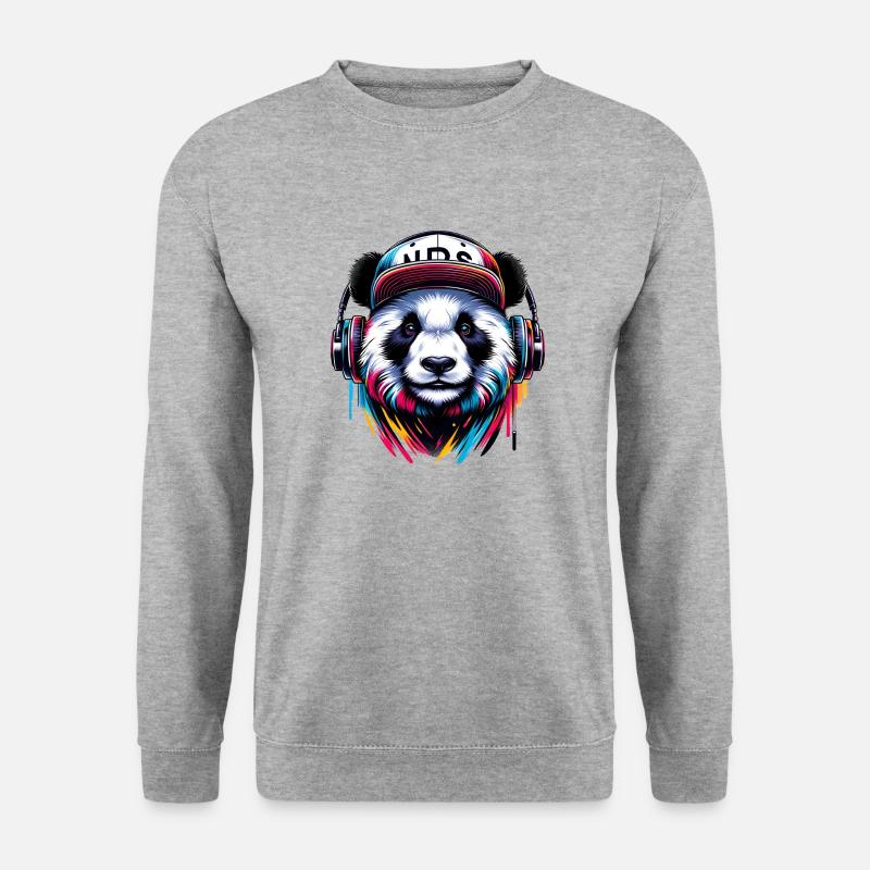 Urbaner Panda - Unisex Pullover - Weißgrau meliert