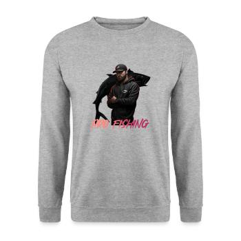 Pro Fishing Angler Logo - Unisex Sweatshirt - salt & pepper - Front - Alina (178cm) & Michal (187cm)